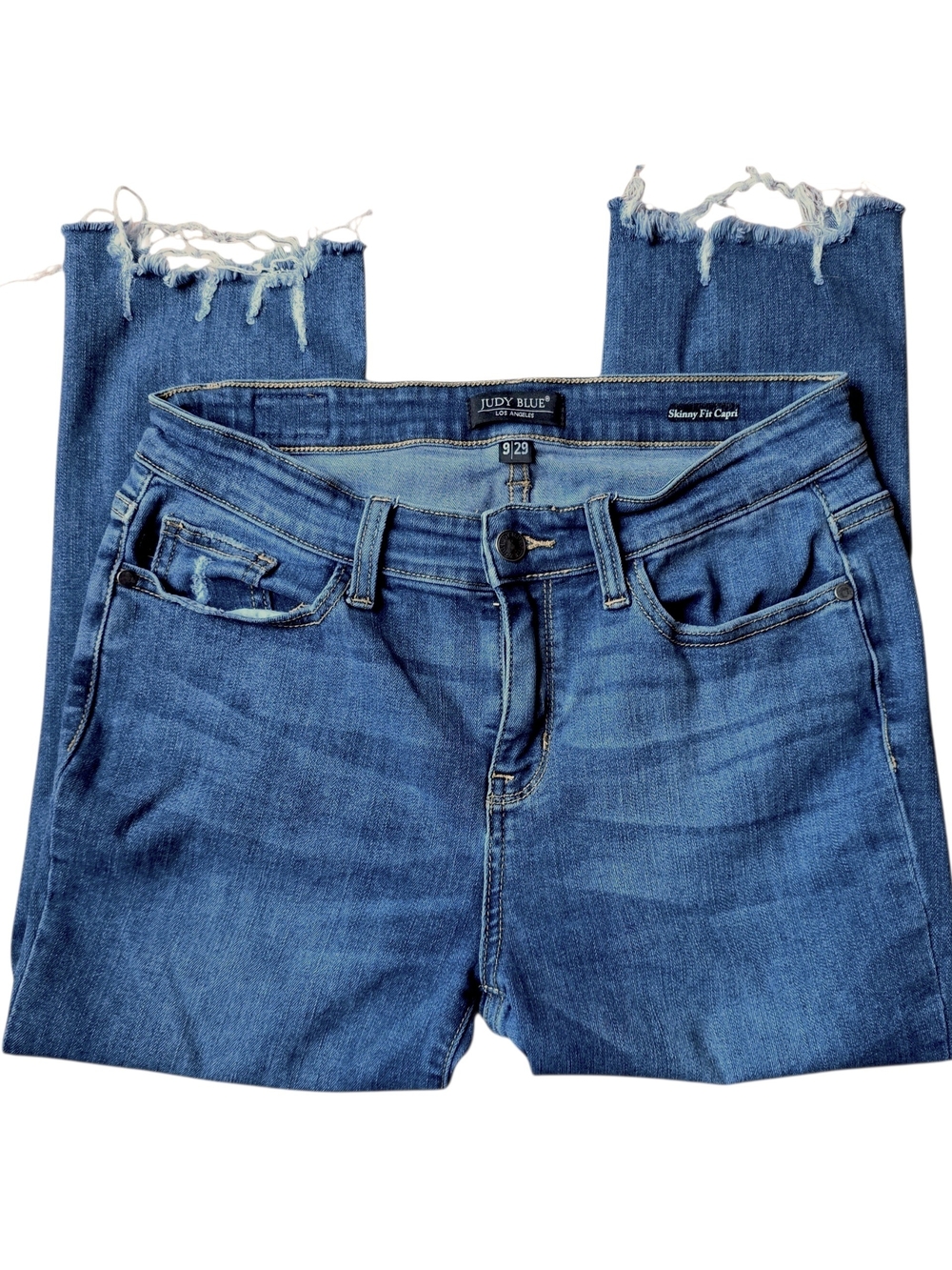 Judy Blue Medium Blue Frayed Ankle Skinny Jeans